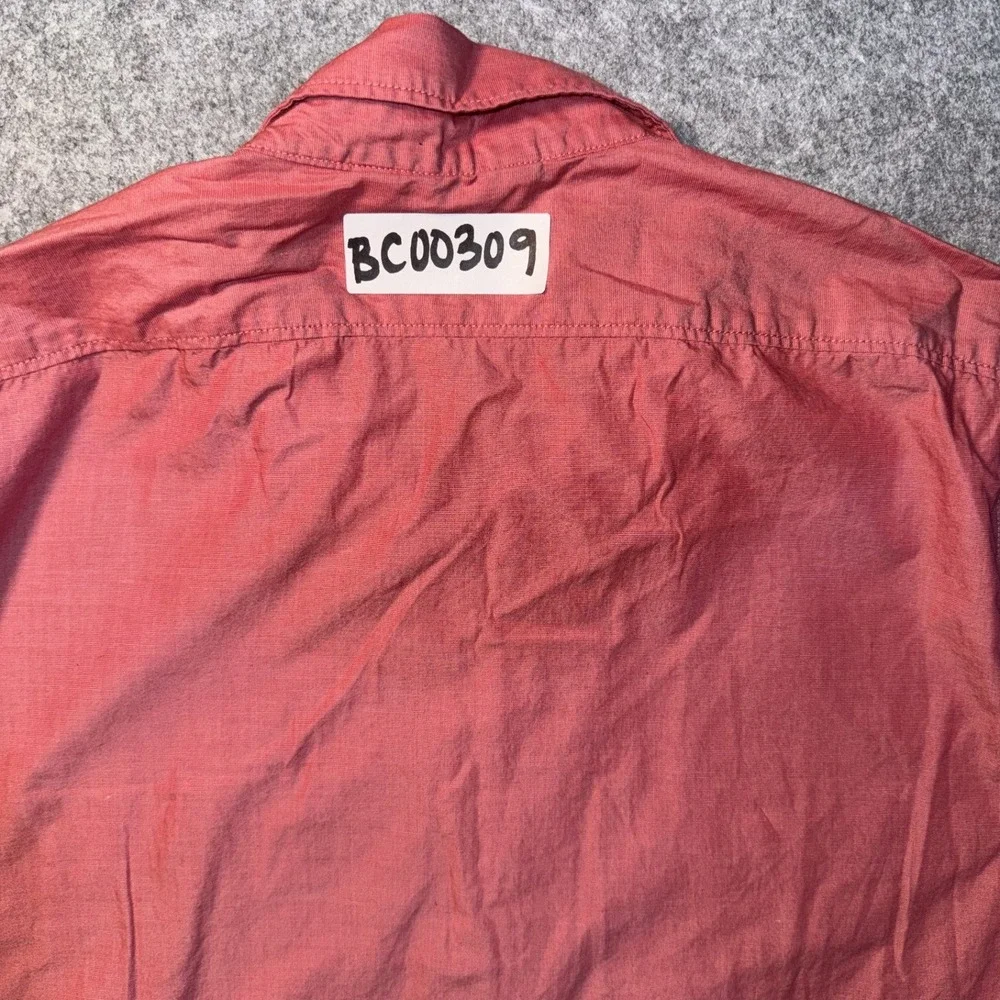 Express Short Sleeve‎ Button Down Small Coral Pink 100% Cotton Dual Pocket
